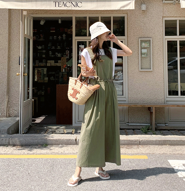 [(5/24일까지)오픈특가! 10%할인제런 스트링 와이드 점프수트]♡韓國女裝連身裙