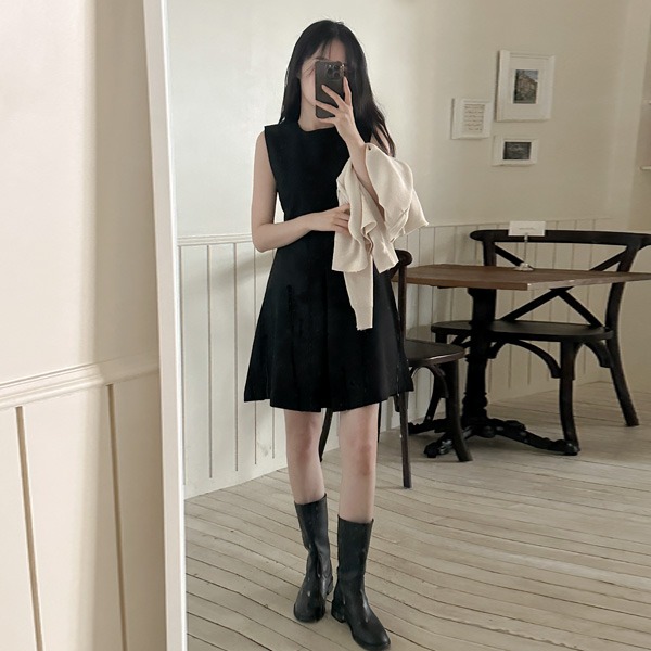 realcoco - [봄원피스] 튤립 뷔스티에 미니원피스 - 2 Color (민소매/플레어)♡韓國女裝連身裙