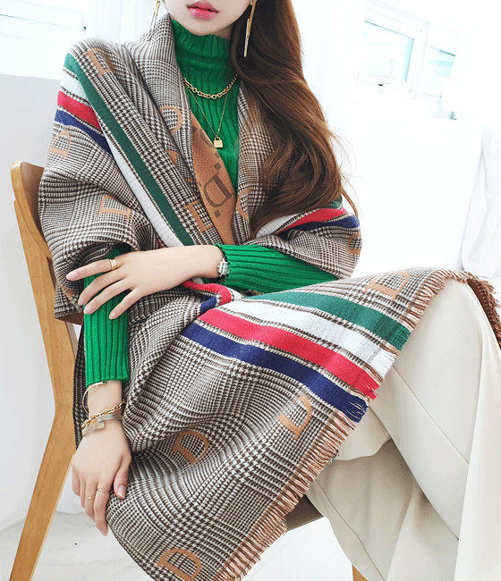 금찌 [라인 하운드체크 롱 숄]♡韓國女裝飾品