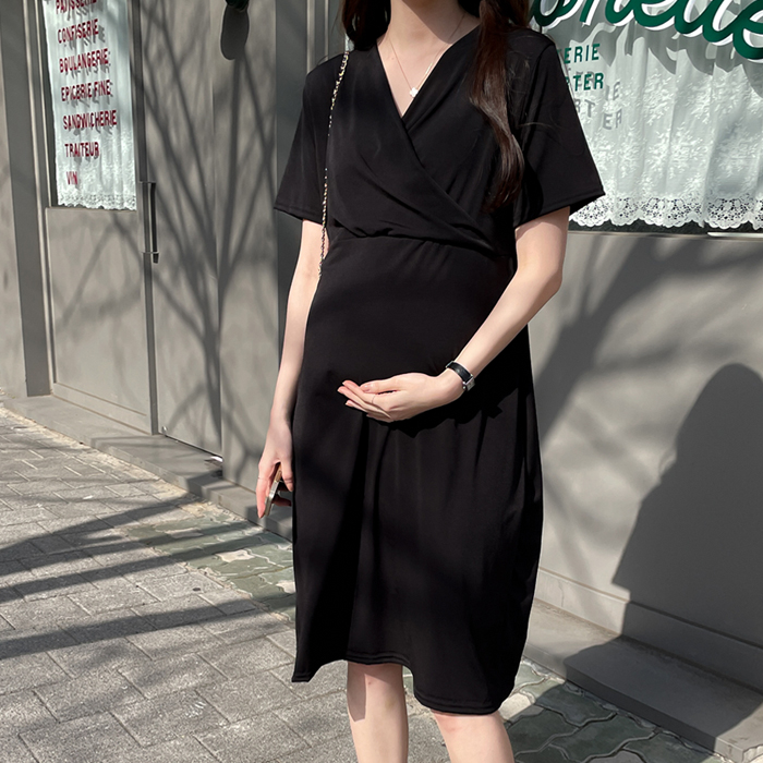 임부복*쿨쫀쫀 랩원피스(만삭/주수촬영) ♡韓國孕婦哺乳服