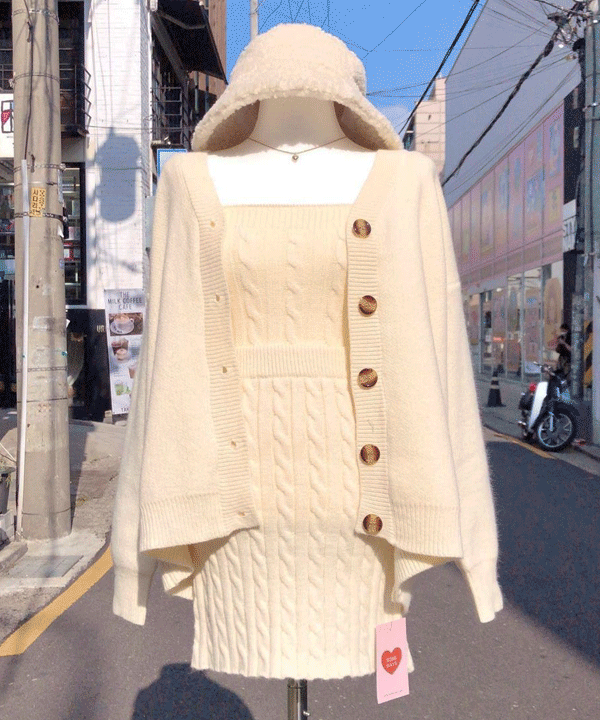 [3set]오버핏 가디건+나시+미니스커트 4color - 썸데이즈♡韓國女裝套裝