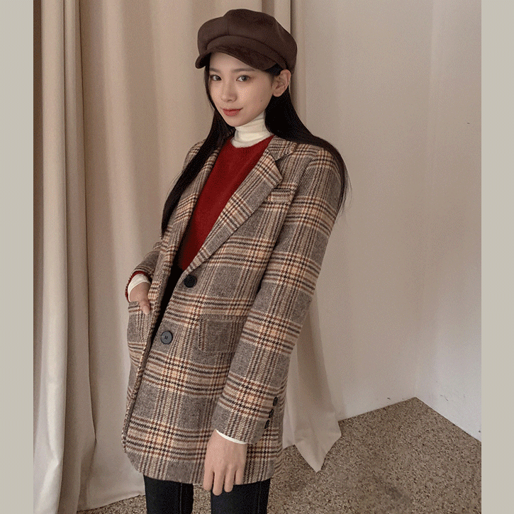 [벨트SET]무드타탄#체크자켓♡韓國女裝外套