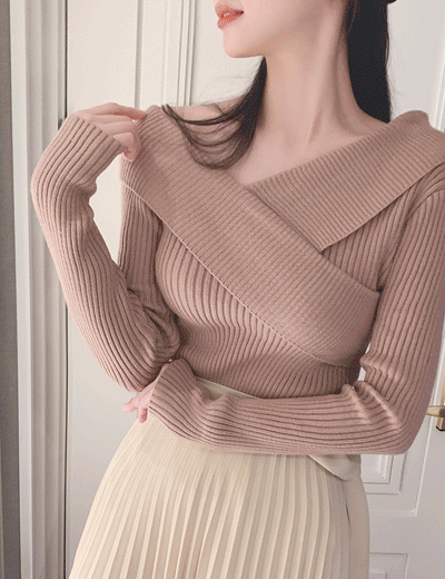 1DayNew5%.unbalance wrap knit  ♡韓國女裝上衣