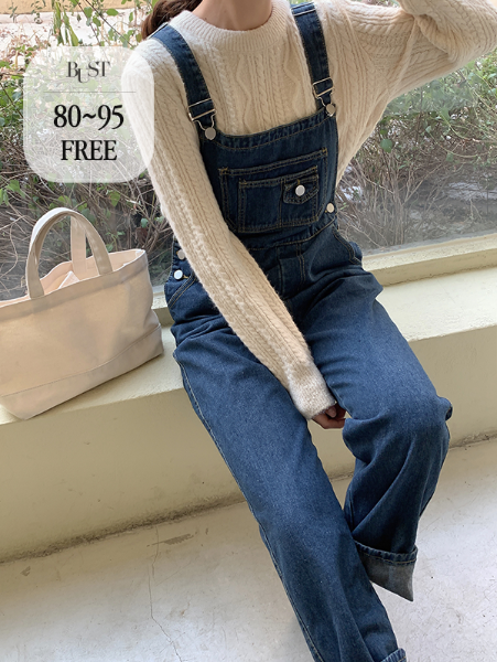 [30일10시까지5%할인]와이드 데일리 멜빵 데님 (난스판,진청,롱)♡韓國女裝褲