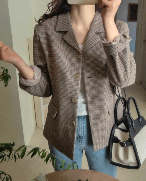[플로이드 울체크 세련된 자켓[size:F(55~66)]]♡韓國女裝外套