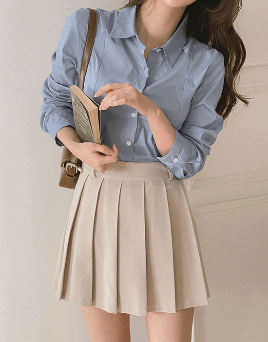 블링턴 슬림핏 셔츠(세미크롭)♡韓國女裝上衣