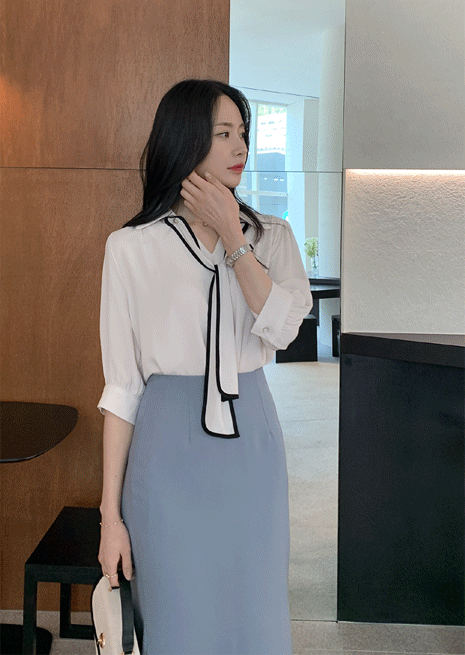 마렌 타이블라우스bl:3color:오피스룩:오피스블라우스♡韓國女裝上衣