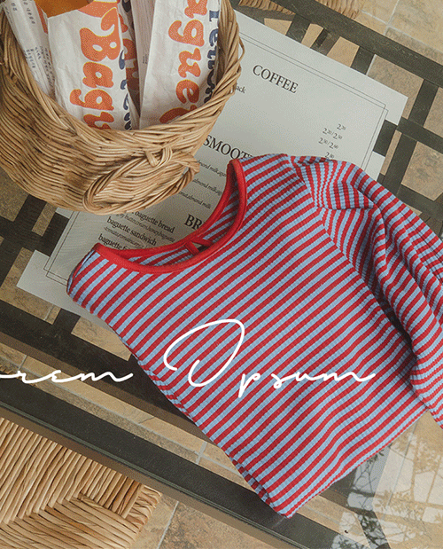 [[LABEL]캔디팝 컬러배색 골지 티셔츠[size:F(55~66)]]♡韓國女裝上衣