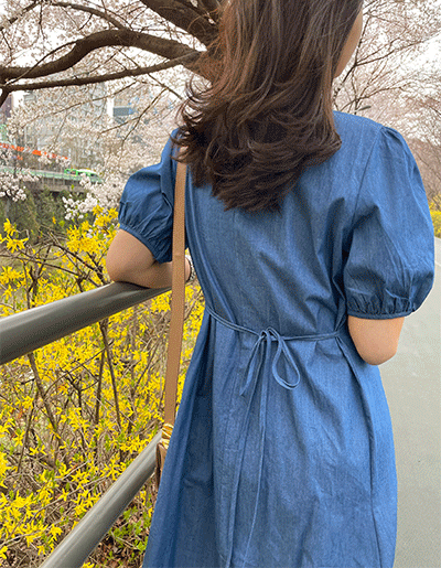 [핏이 예쁘잖아]  핀턱스 데님ops韓國女裝連身裙
