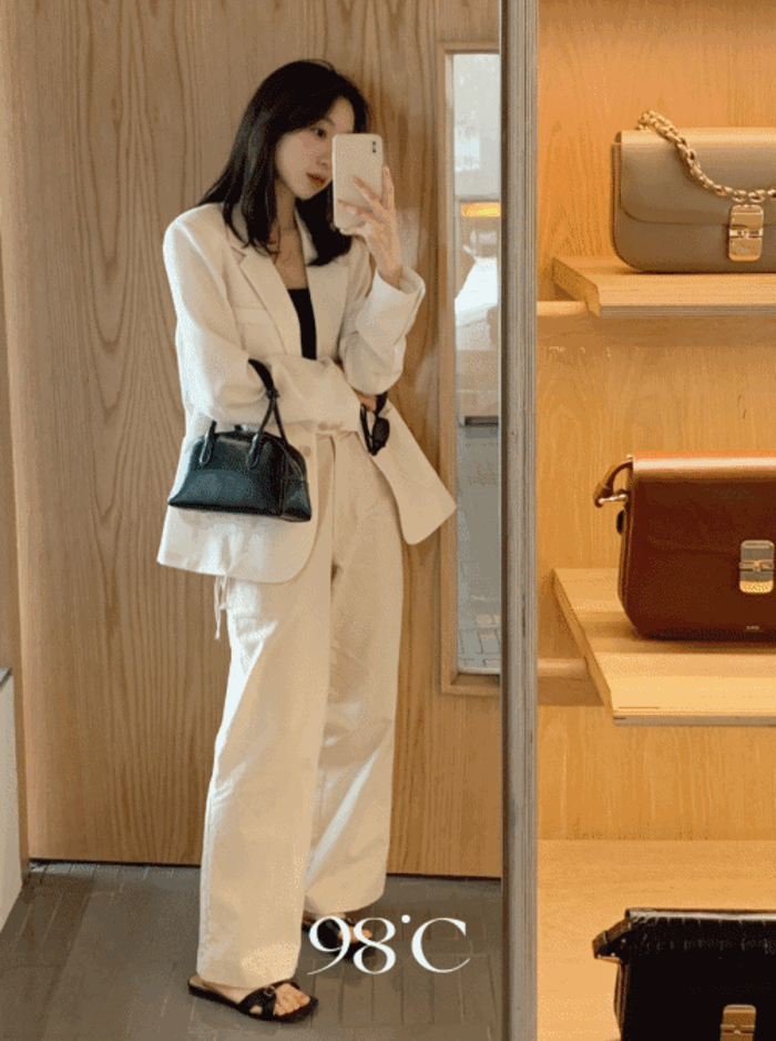 여름신상10%[98project] 사이드리본 린넨 코튼 와이드팬츠 - 2 color♡韓國女裝褲
