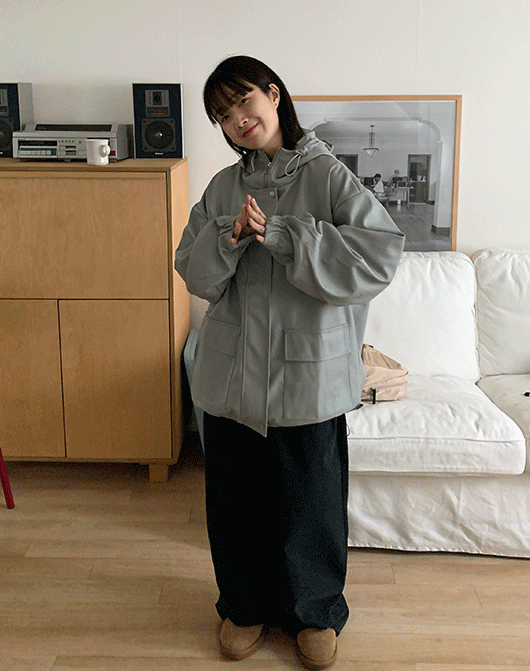 [3일간 new 5% sale] [unisex] 루민 스트링 후드 레더 점퍼 (2color) - 바온♡韓國女裝外套