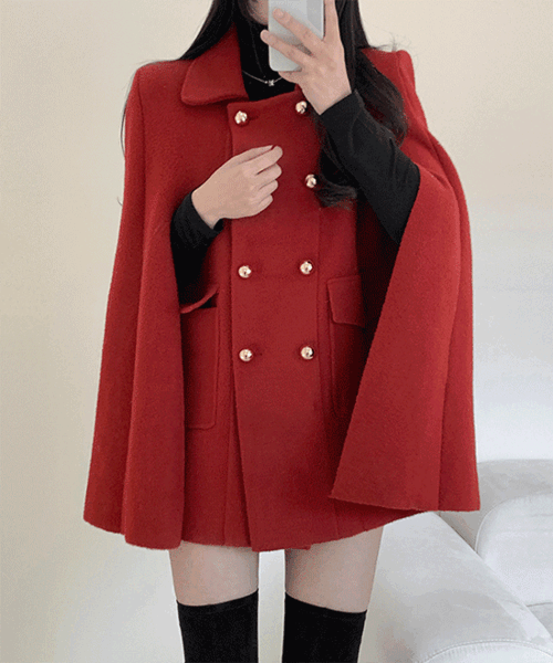 [최저가,울30]롤러 케이프 연말룩 크리스마스 더블버튼 자켓 코트♡韓國女裝外套
