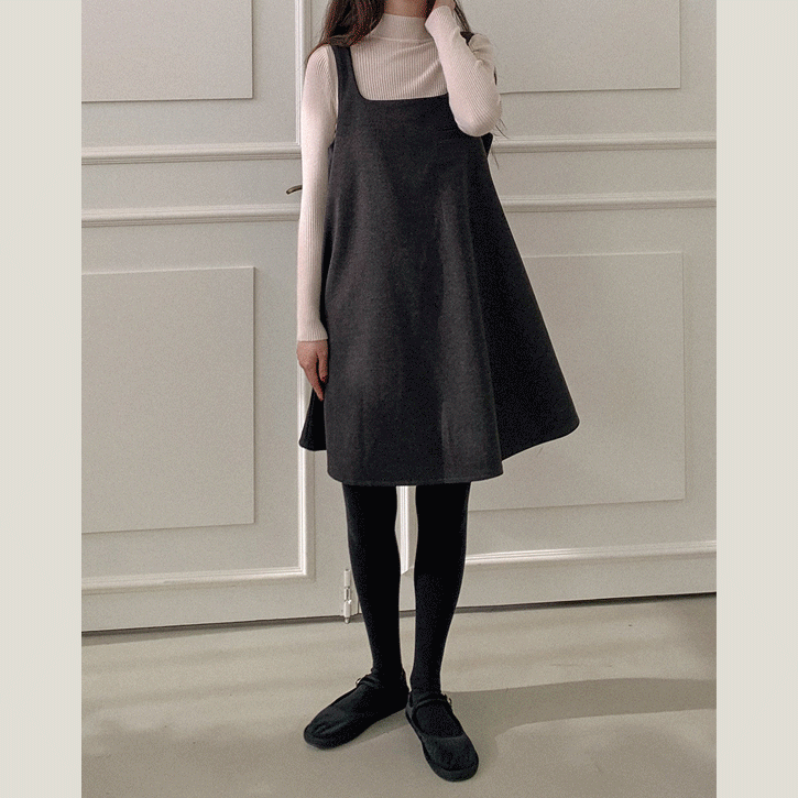 [겉피치기모안감/울혼방]기모원포켓 모직미니원피스♡韓國女裝連身裙